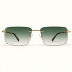 SOLEN C4, lunettes de soleil homme à monture percée et verres rectangulaires verts dégradés aux contours facettés, vue de face