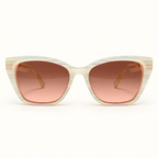 VAUGHN C5, lunettes de soleil femme en acétate ivoire nacré et verres dégradés brun rosé, vue de face