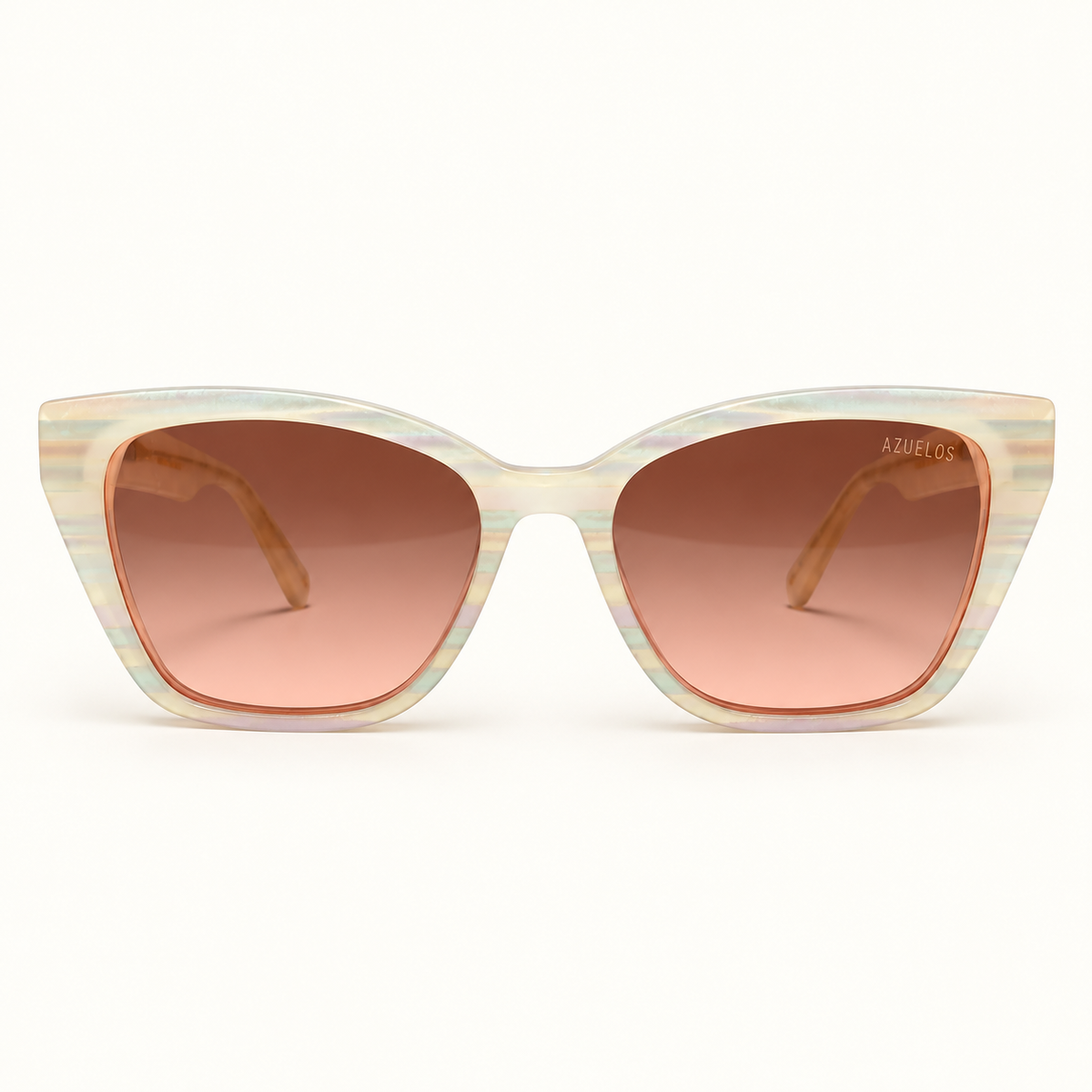 VAUGHN C5, lunettes de soleil femme en acétate ivoire nacré et verres dégradés brun rosé, vue de face