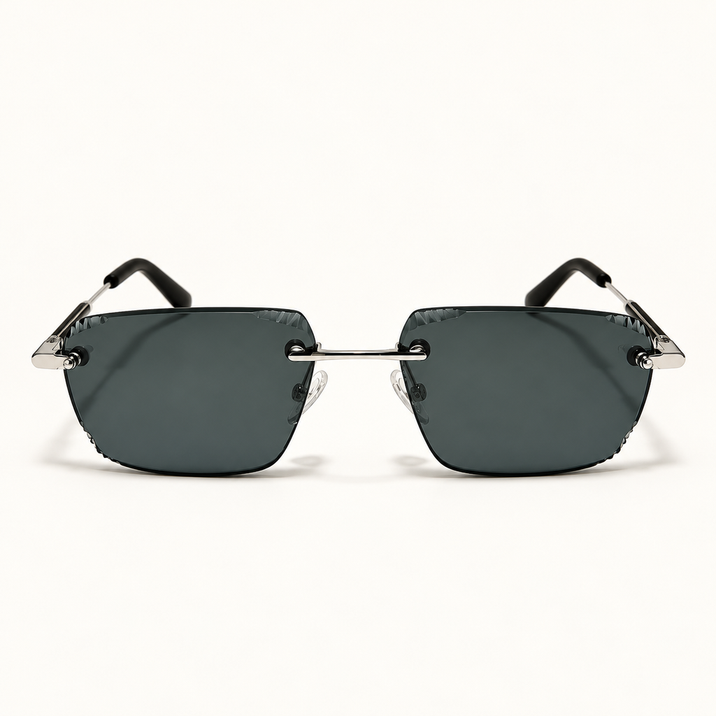 VIONA C2, lunettes de soleil pour homme à monture percée et verres gris foncé, vue de face