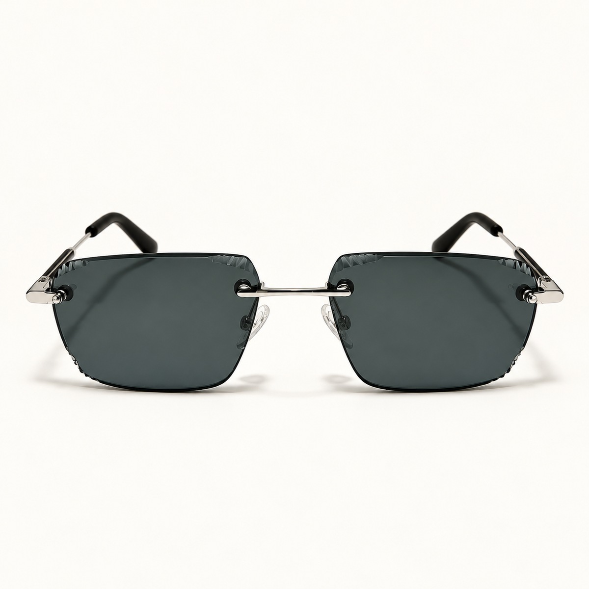 VIONA C2, lunettes de soleil pour homme à monture percée et verres gris foncé, vue de face