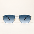 VIONA C4, lunettes de soleil mixtes percées à verres rectangulaires bleu dégradé aux contours facettés, vue de face