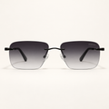 YILIAN C4, lunettes de soleil mixtes percées à verres rectangulaires gris dégradé et pont noir, vue de face
