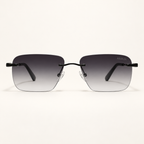 YILIAN C4, lunettes de soleil mixtes percées à verres rectangulaires gris dégradé et pont noir, vue de face